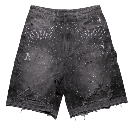 Paper Money Crystallized Shorts Splattered Grey