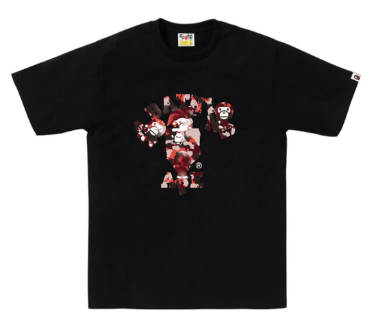 BAPE Map Camo College Milo Tee Black/Red