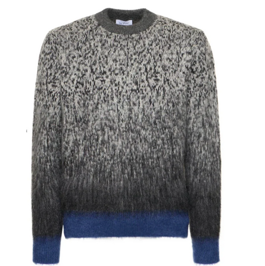 Mohair Arrow Gradient Knit Crewneck Grey Blue