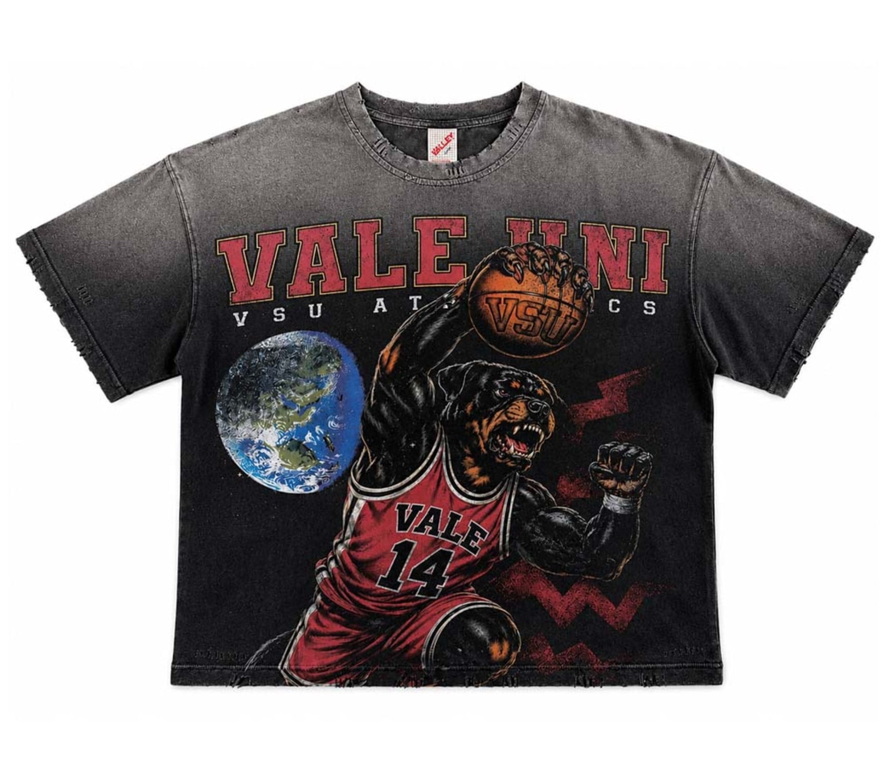 Vale Forever VSU Athletics Dog Basketball Faded Black Tee
