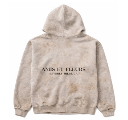 Amis Et Fleurs Rich Junkies Washed Grey Hoodie