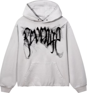 Revenge Smoke Arch Logo Cropped Hoodie White