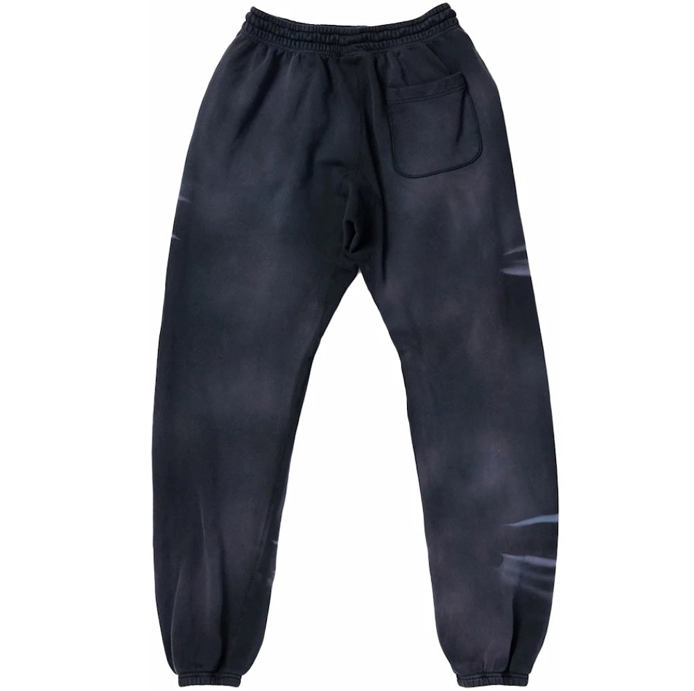 Hellstar Airbrushed Skull Closed Elastic Bottom Sweatpants Midnight Dye Black
