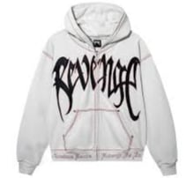 Revenge Contrast Skull Embroidered Zip Cement