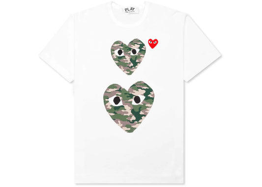 Comme des Garcons Play Camouflage Double Heart T-shirt White