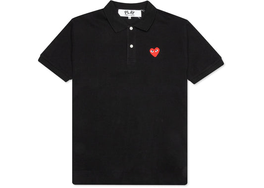 Comme des Garcons Play Red Emblem Polo Black