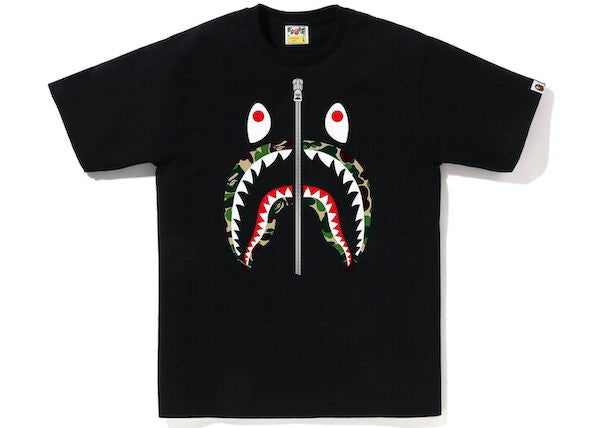 BAPE ABC Camo Shark Silver Zip Tee Black/Green