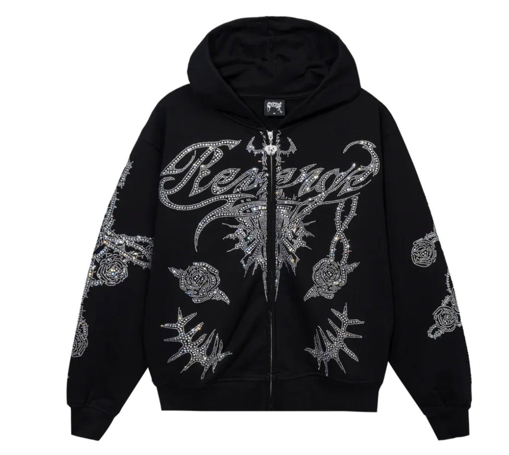 Revenge Rose Sword Bejeweled Zip Up