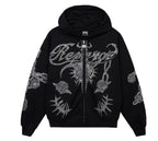 Revenge Rose Sword Bejeweled Zip Up