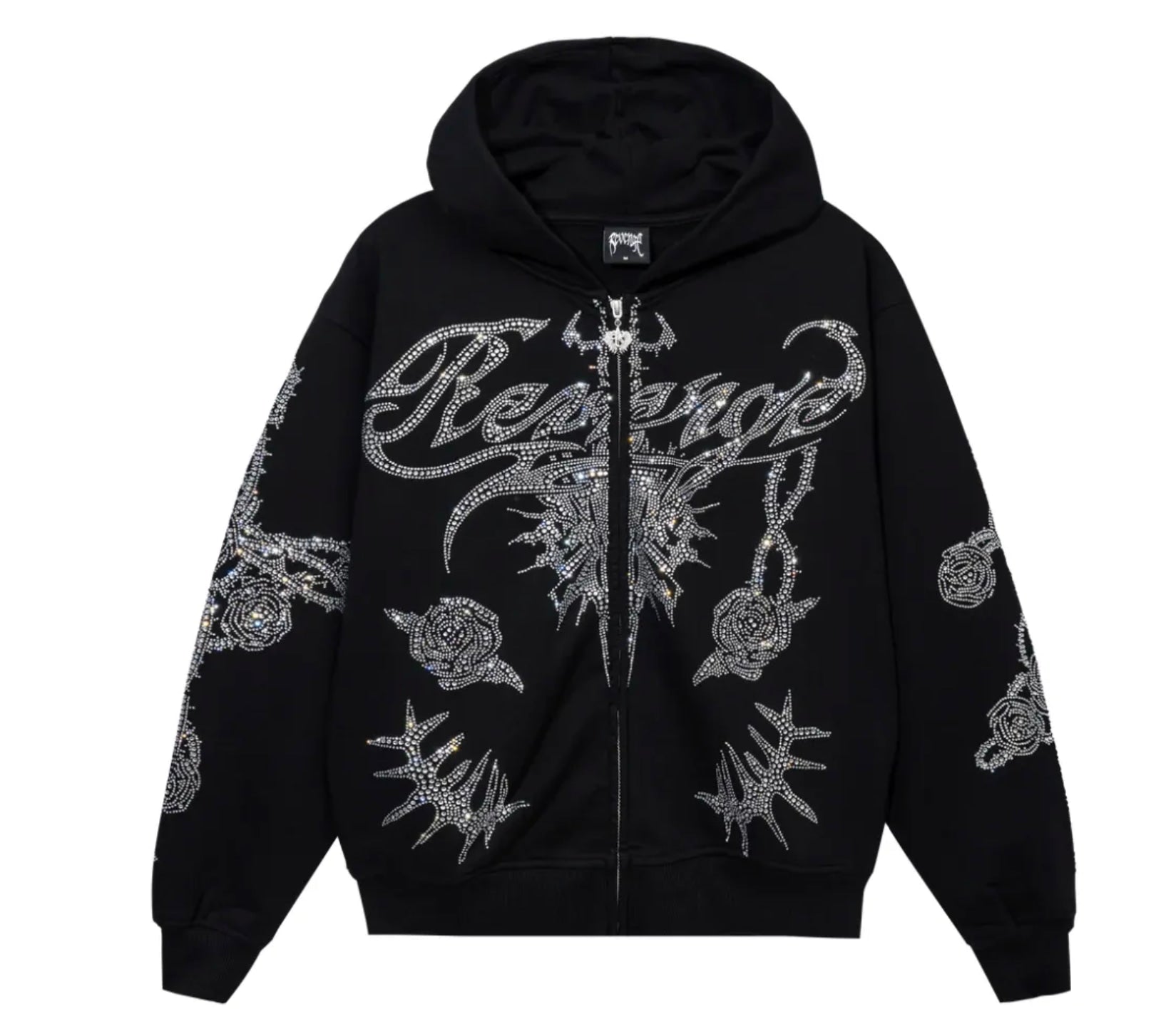 Revenge Rose Sword Bejeweled Zip Up