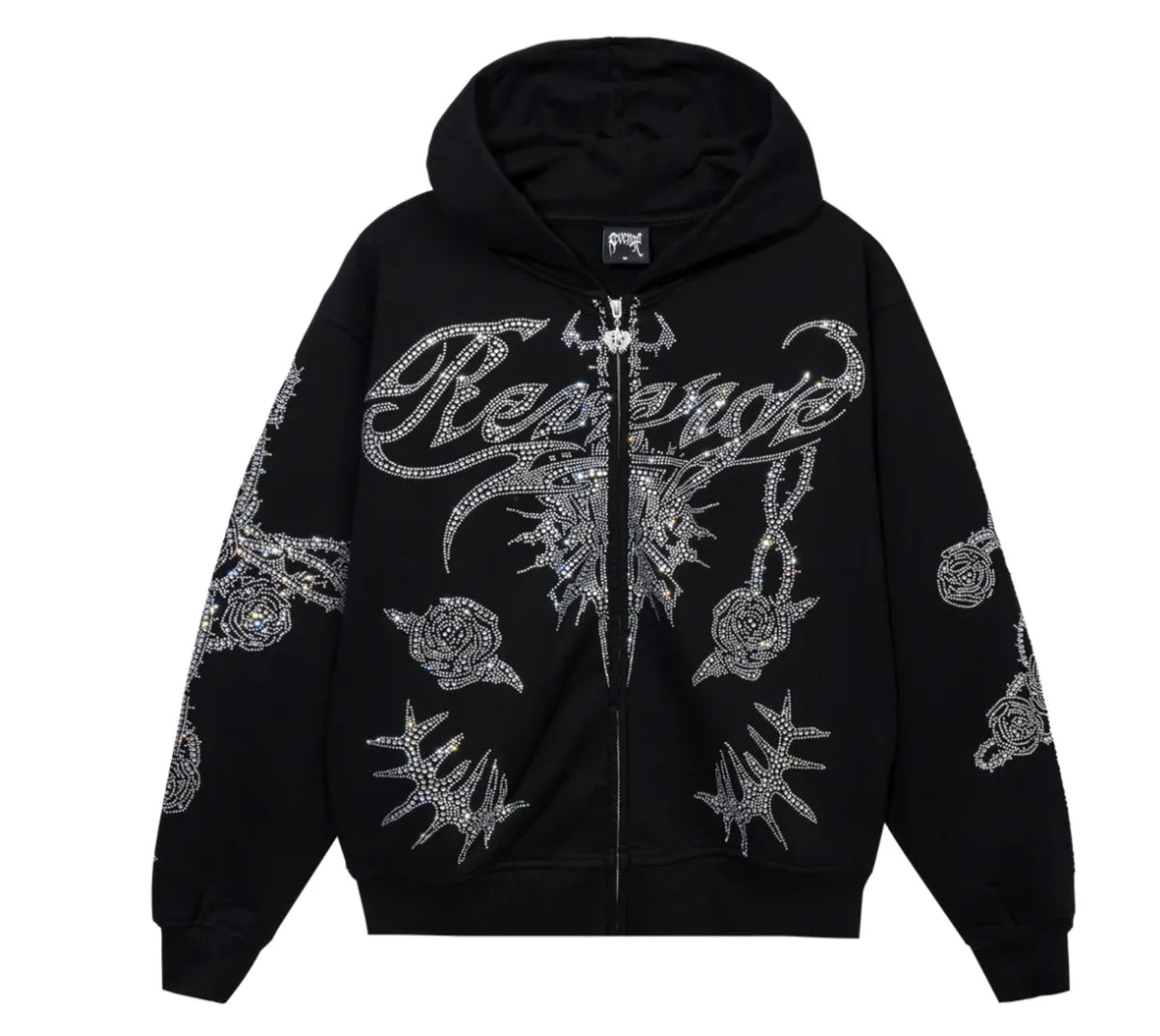 Revenge Rose Sword Bejeweled Zip Up